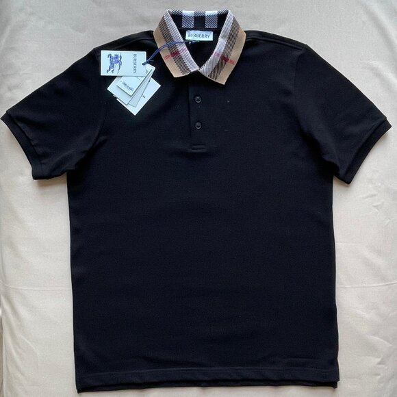 Burberry Men's New Casual Black Color Polo Shirt Small Size - Picture 2 of 5